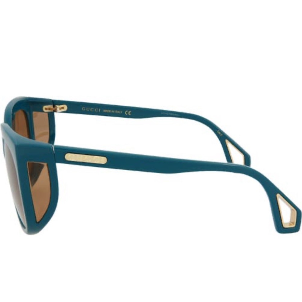 ⚡️ HOST PICK⚡️ GUCCI Shiny Solid Teal Square Sunglasses NEW w velvet logo case - Picture 3 of 7